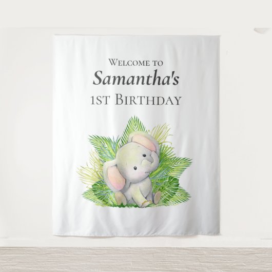 Safari Elephant Backdrop Wandkleed (Voorkant)