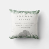 Safari Elephant Birth Announcement Stats Pillow Kussen (Voorkant)