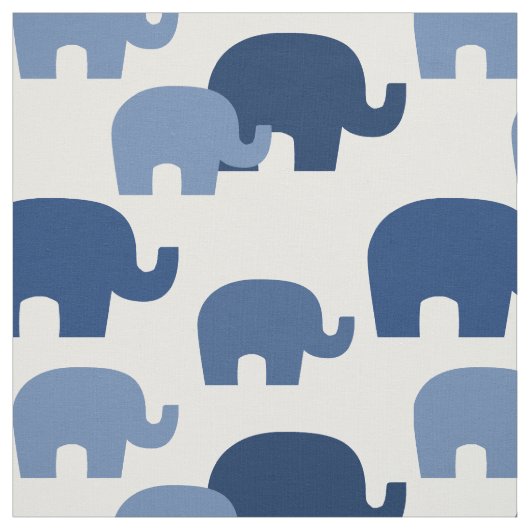 Safari Elephant Blue Silhouette Stof (Swatch)