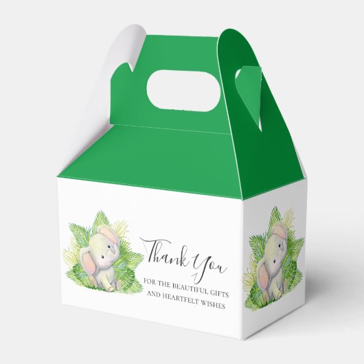 Safari Elephant Favor Box Bedankdoosjes (Voorkant Zijde)