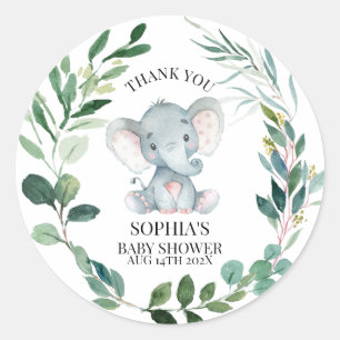 Safari Elephant Gender Neutral Baby shower Ronde Sticker