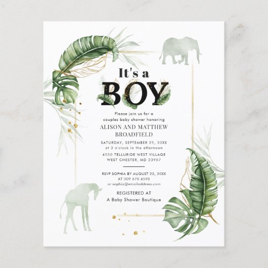Safari Elephant Giraffe Baby shower (Voorkant)