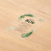 Safari Elephant Giraffe Boy Baby shower Acryl Uitnodigingen (Laagn)