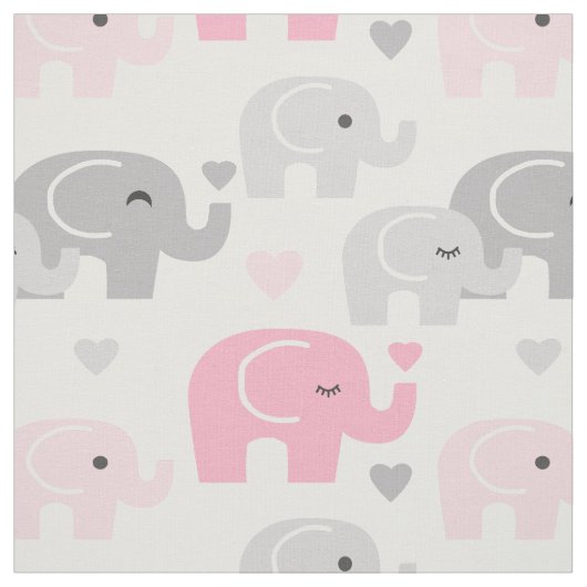 Safari Elephant Pink Grey Stof (Swatch)