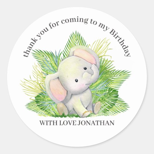 Safari Elephant Ronde Sticker (Voorkant)