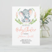 Safari Elephant Waterverf Girl Baby shower Kaart (Staand voorkant)