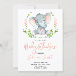Safari Elephant Waterverf Girl Baby shower Kaart