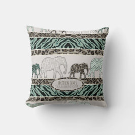 Safari Elephants Baby Boy Nursery Leopard Zebra Kussen