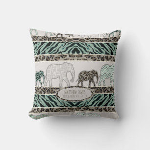 Safari Elephants Baby Boy Nursery Leopard Zebra Kussen