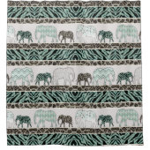 Safari Elephants Oerwoud Animal Leopard Zebra Deco Douchegordijn (Voorkant)