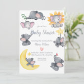 Safari Elephants Waterverf Baby shower Kaart (Staand voorkant)