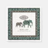 Safari Elephants Zebra Little Man Boy Baby shower Servet (Voorkant)