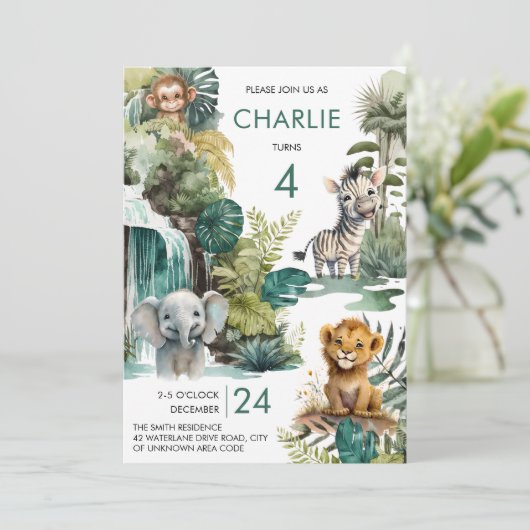 Safari en dierentuin op Oerwoud Kaart (Staand voorkant)