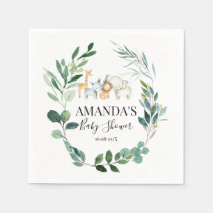 Safari en gebladerte krans Baby shower servetten