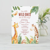 Safari en tweeling baby Schattige Baby shower Kaart (Staand voorkant)