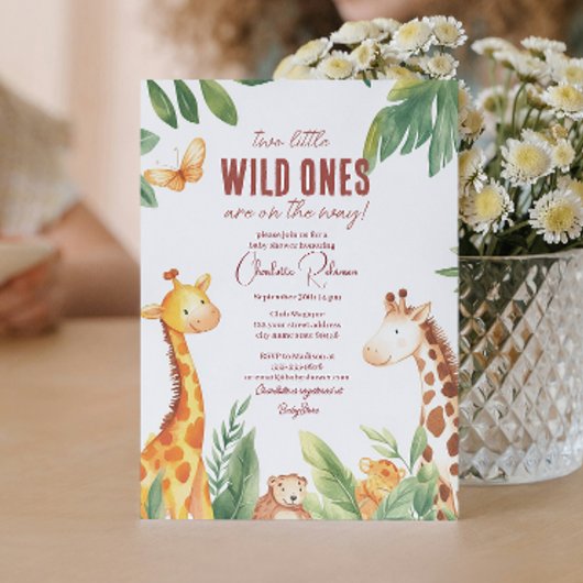 Safari en tweeling baby Schattige Baby shower Kaart