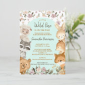 Safari Farm Animal Bear Fox Rabbit Raccoon blue Kaart (Staand voorkant)