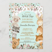 Safari Farm Animal Bear Fox Rabbit Raccoon blue Kaart (Voorkant / Achterkant)