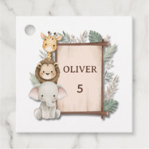 Safari Favor Tags, Olivers 5e verjaardagscadeautag