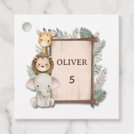 Safari Favor Tags, Oliver's 5th Birthday Gift Tags Bedankjes Labels