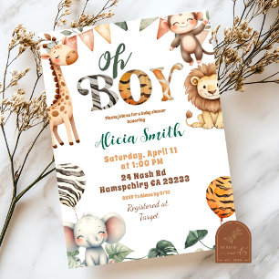 Safari feest dieren baby shower uitnodiging