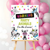 Safari Feest Dieren Verjaardag Kleurrijk Bord Post Poster