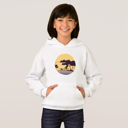 Safari fietstocht bij zonsondergang – fietser en o (Voorkant volledig)