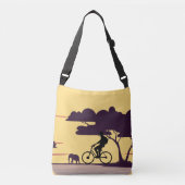 Safari fietstocht bij zonsondergang - fietser en o crossbody tas (Voorkant)