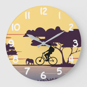 Safari fietstocht bij zonsondergang - fietser en o grote klok
