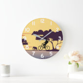 Safari fietstocht bij zonsondergang - fietser en o grote klok (Huis)