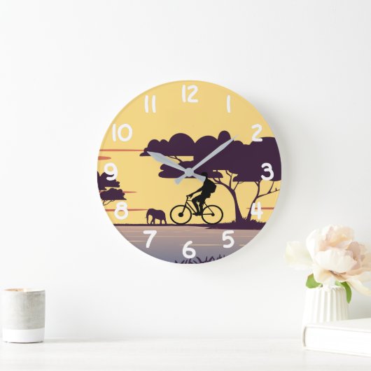 Safari fietstocht bij zonsondergang - fietser en o grote klok (Huis)