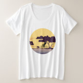 Safari fietstocht bij zonsondergang - fietser en o grote maat t-shirt (Design voorkant)