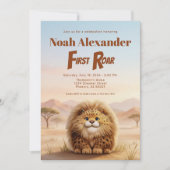 Safari First Roar Fluffy Leopard Birthday Party Kaart (Voorkant)