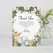 Safari Floral Foliage Baby shower Hartelijk dank Kaart (Staand voorkant)