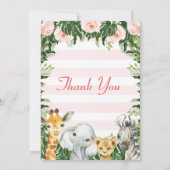 Safari Floral Foliage Baby shower Hartelijk dank Kaart (Achterkant)