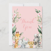 Safari Floral Wreath Baby shower Hartelijk dank Kaart (Achterkant)