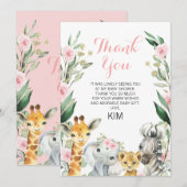 Safari Floral Wreath Baby shower Hartelijk dank Kaart (Voorkant / Achterkant)