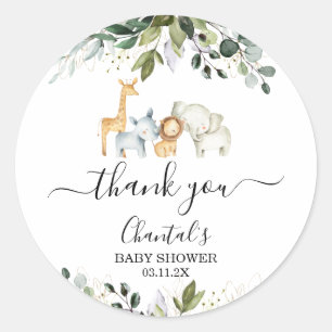 Safari Foliage Baby shower Favor Sticker