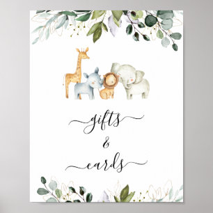 Safari Foliage Gender Neutral Baby shower Sign Poster