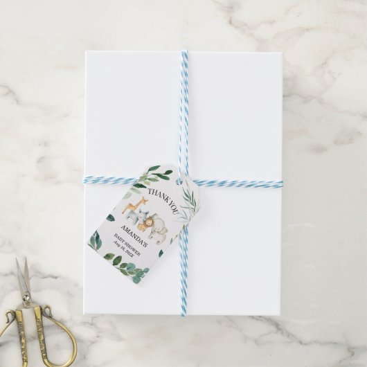 Safari Foliage Geslacht Neutraal Baby shower Gift Cadeaulabel (Met Touw)
