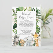 Safari Foliage Virtual Baby shower Invitation Kaart (Staand voorkant)