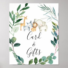 Safari Foliage Wreator Baby shower Sign Poster