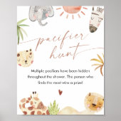 SAFARI Fopspeen Hunt Baby shower Spel Sign Poster (Voorkant)