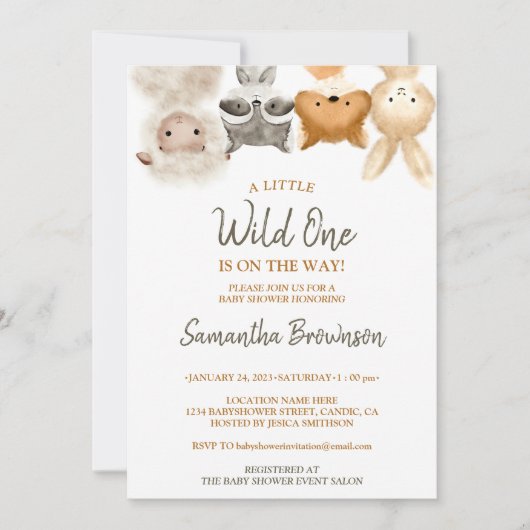 Safari Forest Animal Sheep Raccoon Fox Rabbit Kaart (Voorkant)