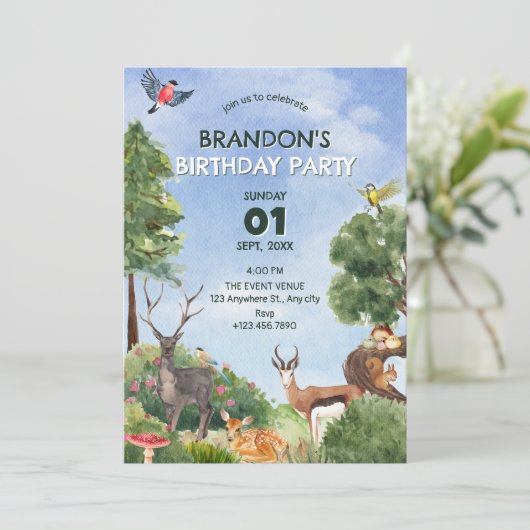 Safari forest birthday kaart (Staand voorkant)