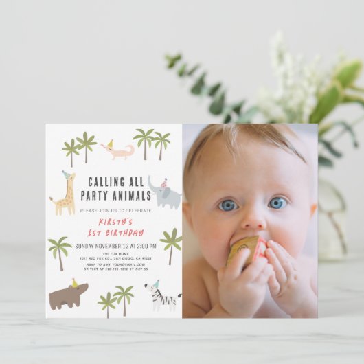 Safari Foto 1e verjaardag Kaart (Staand voorkant)