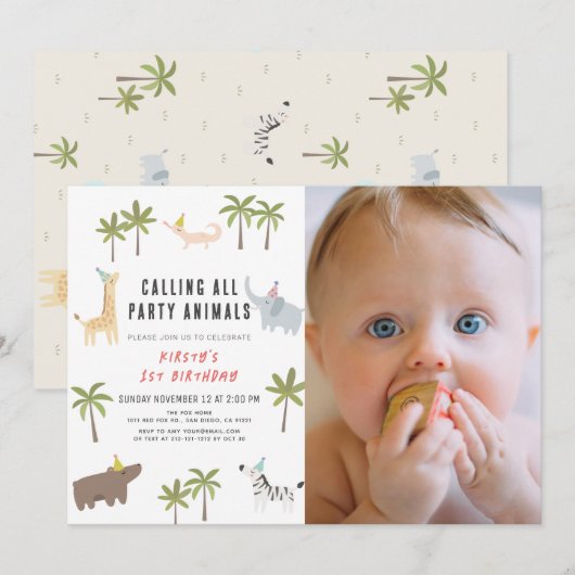 Safari Foto 1e verjaardag Kaart (Voorkant / Achterkant)