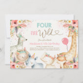 Safari Four Ever Wild Birthday Invitation Boho Kaart (Voorkant)