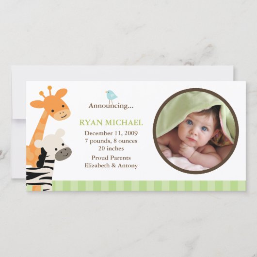 Safari Friends Birth Announement Aankondiging (Voorkant)