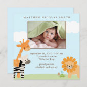 Safari Friends Birth Announements Aankondiging (Voorkant / Achterkant)